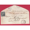 N°4 TAXE TAMPON 25C TIMBRE AYANT DEJA SERVI GRILLE LA GUILLOTTIERE LYON RHONE 1852 LAGNIEU AIN LETTRE COVER
