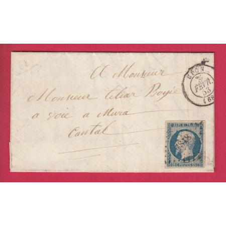 N°10 TTB / SUP PC 1818 LYON PUR MURAT CANTAL 1853 LETTRE COVER