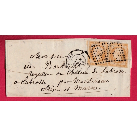 N°13 X2 PARIS BUREAU F POUR LABROSSE MONTEREAU SEINE ET MARNE 1859 LETTRE COVER