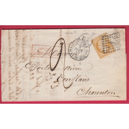 N°13 VARIETE FACIALE EFFACEE PARIS BUREAU D DS1 DANS UN CERCLE TAXE 2 AFFRANCHISSEMENT INSUFFISANT CHARENTON SEINE