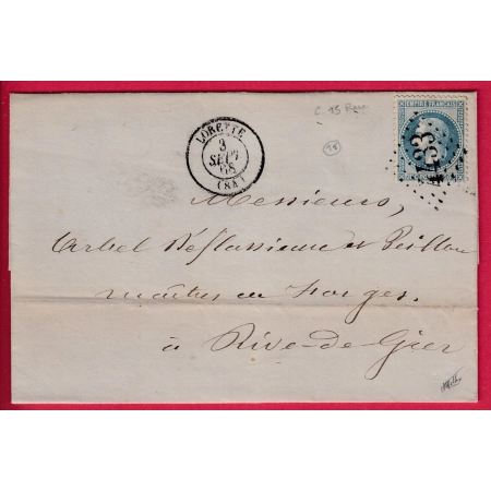 N°29 GC 4433 LORETTE LOIRE CAD TYPE 15 POUR RIVE DE GIER SIGNE MATHIEU LETTRE COVER