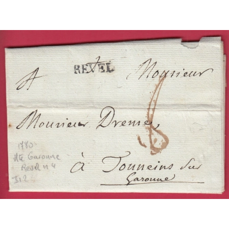 MARQUE REVEL HAUTE GARONNE LENAIN N°4 IND 12 1780 POUR TONNEINS HAUTE GARONNE LETTRE COVER