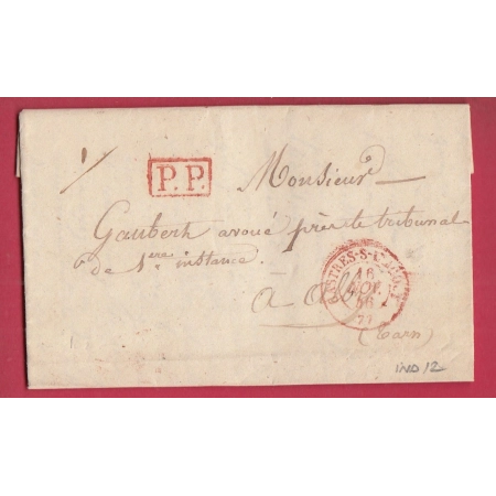 CAD TYPE 15 EN ROUGE CASTRES SUR L'AGOUT TARN + PP ROUGE 1846 POUR ALBI TARN LETTRE COVER
