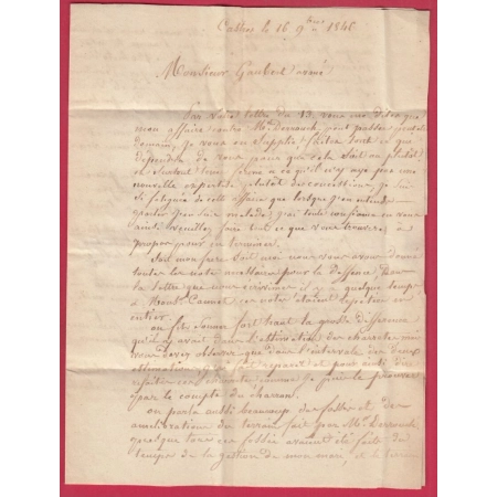 CAD TYPE 15 EN ROUGE CASTRES SUR L'AGOUT TARN + PP ROUGE 1846 POUR ALBI TARN LETTRE COVER