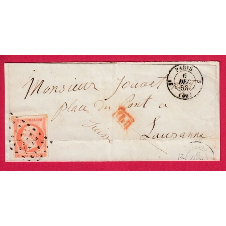 N°16 ROULETTE GROS POINTS PARIS 3E 60 3 POUR LAUSANNE SUISSE INDICE 18 LETTRE COVER