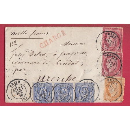 N°38 57 X2 7 MIXTE SAGE CERES CAD TYPE 17 BRIVE CORREZE LETTRE CHARGE POUR CONDAT UZERCHE COVER