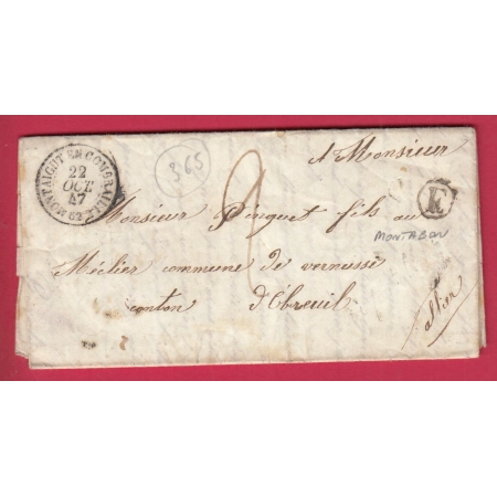 CAD TYPE 15 MONTAIGUT EN COMBRAILLE PUY DE DOME BOITE RURALE E MONTABON CURSIVE 3 BELLENAVES ALLIER EN ARRIVE LETTRE