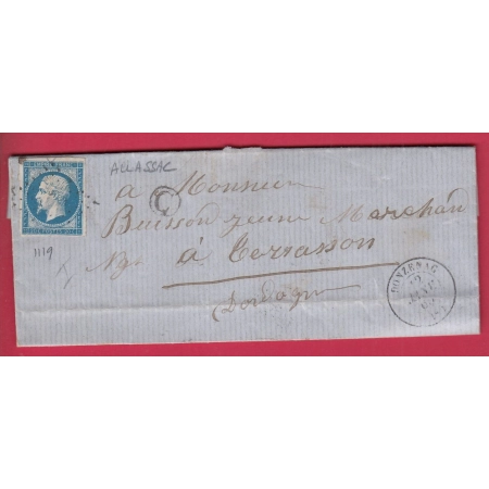 N°14 PC 1119 DONZENAC CORREZE BOITE RURALE C ALLASSAC POUR TERRASSON DORDOGNE LETTRE COVER