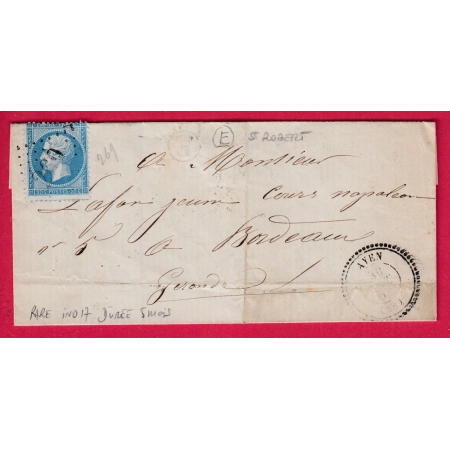 N°22 GC 269 CAD TYPE 22 AYEN CORREZE BOITE RURALE E ST ROBERT POUR BORDEAUX RARE AVEC TYPE 22 DUREE 5 MOIS LETTRE IND 17