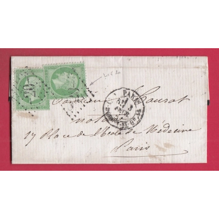 N°20 X2 LOSANGE 20 20 PARIS R ST DOMque ST GN 56 POUR PARIS LETTRE COVER FRANCE