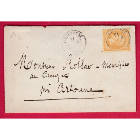 N°21 CAD TYPE 15 AIGUEPERSE PUY DE DOME POUR ARTONNE LETTRE COVER FRANCE