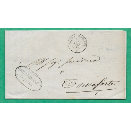 FRANCHISE SARDE IMPRIMEE INTENDENTE DI NIZZA MARITTA NICE 1853 LETTRE COVER FRANCE