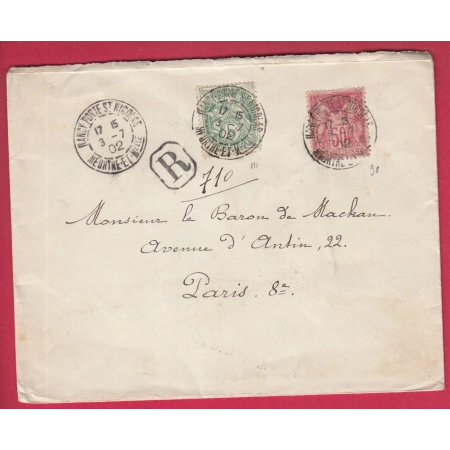 N°98 11 NANCY PORTE ST NICOLAS RECOMMANDE 1902 PARIS LETTRE COVER
