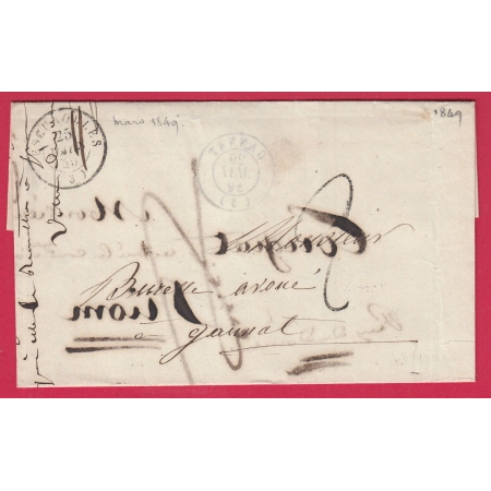 LETTRE REEMPLOYEE CAD TYPE 15 ESCUROLLES ALLIER PUIS GANNAT 1849 LETTRE COVER