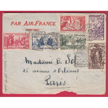 DAKAR SENEGAL SERIE EXPO PARIS 1937 DAGUIN DE DAKAR PRINCIPAL POUR PARIS LETTRE COVER