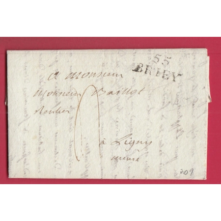 MARQUE 55 BRIEY MOSELLE POUR LIGNY MEUSE 1816 LETTRE COVER