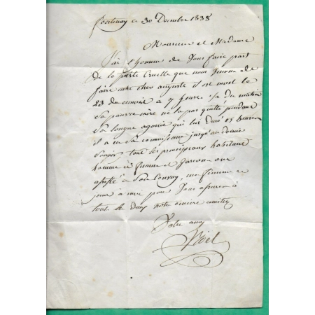 CAD TYPE 12 GUIGNES RABUTIN SEINE ET MARNE + CURSIVE 73 FONTENAY POUR PARIS 1839 LETTRE COVER FRANCE