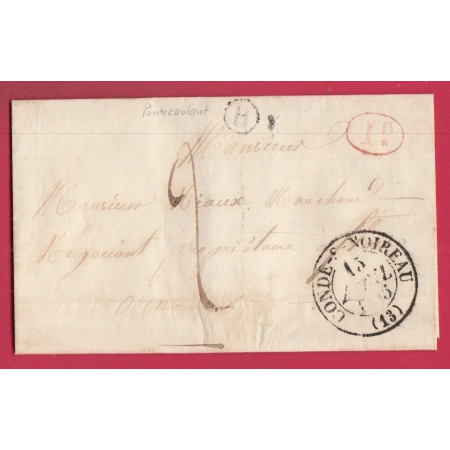 CAD TYPE 13 CONDE SUR NOIREAU CALVADOS BOITE RURALE H PONTECOULANT 1845 DECIME RURAL FLERS ORNE LETTRE COVER