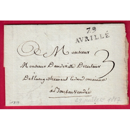 MARQUE 79 AVRILLE VENDEE POUR BOURBON VENDEE 1817 INDICE 14 LETTRE COVER