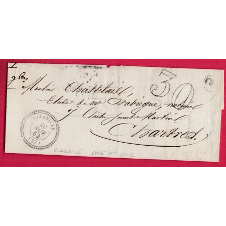 CAD TYPE 22 OUARVILLE EURE ET LOIR TAXE TAMPON 30 POUR CHARTRES LETTRE COVER