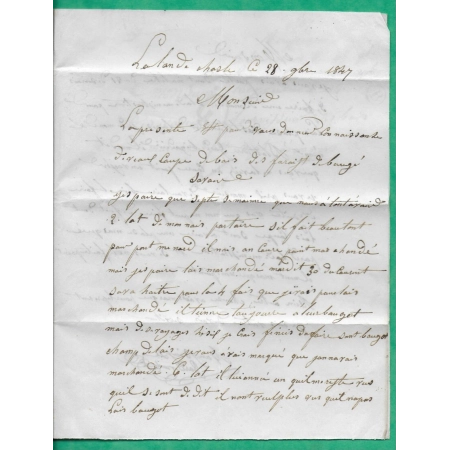 CAD TYPE 15 LONGUE MAINE ET LOIRE BOITE RURALE B LA LANDE CHASLES POUR ANGERS 1847 LETTRE COVER FRANCE