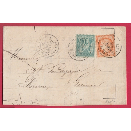 N°38 65 PARIS PL DE BOURSE POUR LIBOURNE GIRONDE MIXTE SAGE CERES LETTRE COVER