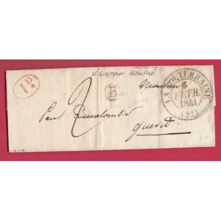 CAD TYPE 13 LA SOUTERRAINE CREUSE BOITE RURALE B ST GERMAIN BEAUPRE POUR GUERET 1841 DECIME RURAL LETTRE COVER