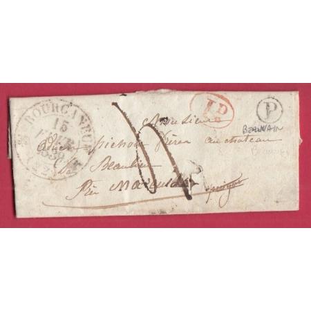 CAD TYPE 12 BOURGANEUF CREUSE BOITE RURALE P BEAUVAIN + DECIME RURAL MAREUIL CHATEAU DE BEAULIEU DORDOGNE LETTRE COVER