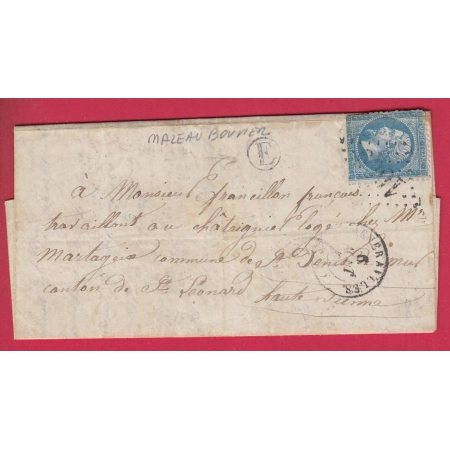 N°22 GC 1000 CHENERAILLES CREUSE BOITE RURALE E MAZEAU BOUVIER POUR ST LEONARD HAUTE VIENNE LETTRE COVER