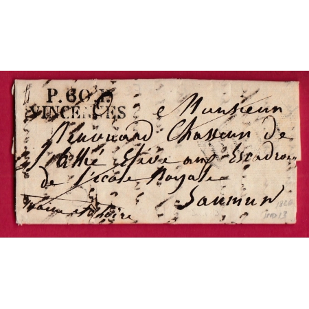 MARQUE P60P VINCENNES SEINE 1826 INDICE 13 POUR SAUMUR MAINE ET LOIRE LETTRE COVER