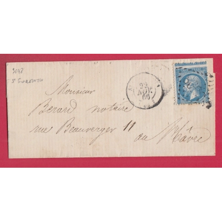N°22 BELLE VARIETE PIQUAGE A CHEVAL GC 3598 ST FLORENTIN YONNE POUR LE HAVRE LETTRE COVER