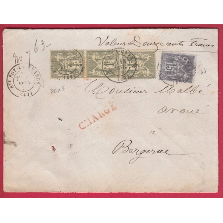N°72 X3 77 STA FOY LA GRANDE GIRONDE POUR BERGERAC DEVANT DE LETTRE FRONT COVER