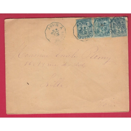 N° 75 X3 CONVOYEUR LIGNE EN VERT ANVIN A LUMBRES PAS DE CALAIS POUR LILLE LETTRE COVER