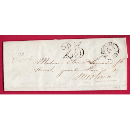 CURSIVE 28 PLOUESCAT FINISTERE T15 ST POL DE LEON DATEUR SANS MILLESIME POUR MORLAIX 1853 LETTRE COVER