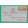 N°28 x2 GC 4034 TROYES AUBE POUR BAGNERES DE LUCHON HAUTE GARONNE 1871 LETTRE COVER FRANCE