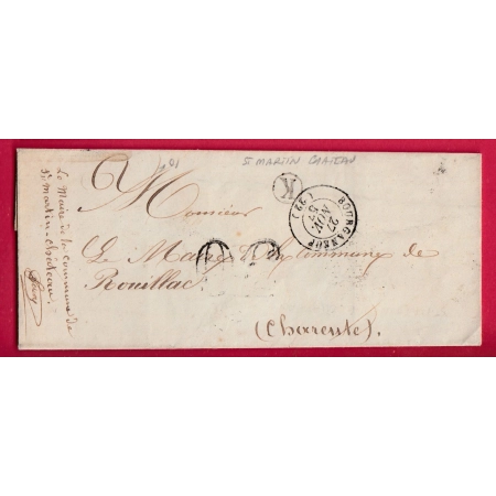 CAD TYPE 15 BOURGANEUF CREUSE BOITE RURALE K ST MARTIN CHATEAU POUR ROUILLAC CHARENTE LETTRE COVER