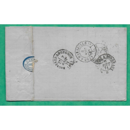 N°28 x2 GC 4034 TROYES AUBE POUR BAGNERES DE LUCHON HAUTE GARONNE 1871 LETTRE COVER FRANCE