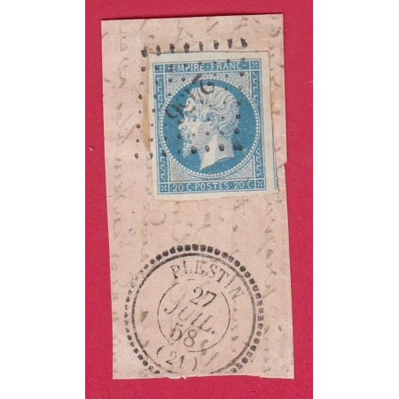 N°14 PC 2156 PLESTIN COTES DU NORD CAD TYPE 22 FRAGMENT DE LETTRE