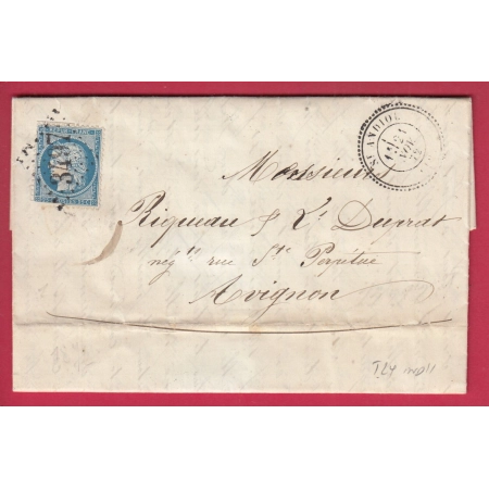 N°60 GC 3497 ST ANDIOL BOUCHES DU RHONE CAD TYPE 24 POUR AVIGNON VAUCLUSE LETTRE COVER