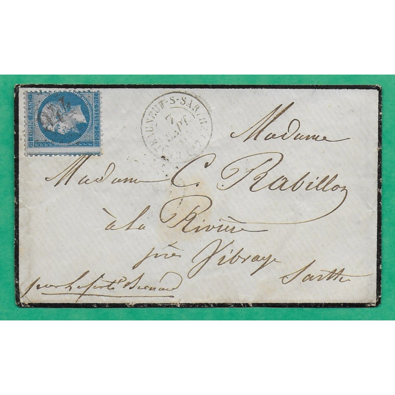 N°22 VARIETE PIQUAGE A CHEVAL GC 944 CHATEAUNEUF SUR SARTHE MAINE ET LOIRE POUR VIBRAYE SARTHE LETTRE COVER FRANCE