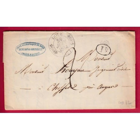 CAD TYPE 11 DOUE MAINE ET LOIRE  1844 CHEFFES MAINE ET LOIRE INDICE 12 DECIME RURALE NOIR LETTRE COVER