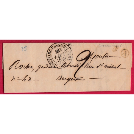 CAD TYPE 13 ST GEORGES SUR LOIRE 1849 BOITE RURALE A SAVENNIERES POUR ANGERS LETTRE COVER