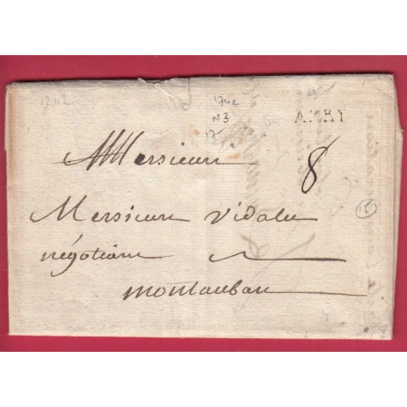 MARQUE ALBY ALBI TRAN LENAIN N°3 INDICE 15 1742 POUR MONTAUBAN TARN ET GARONNE LETTRE COVER