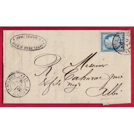 N°60 CAD TYPE 17 LA POINTE ST SULPICE TARN POUR ALBI LETTRE COVER
