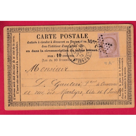 N°54 PARIS ETOILE 25 R SERPENTE CARTE PRECURSEUR POUR PARIS LETTRE COVER