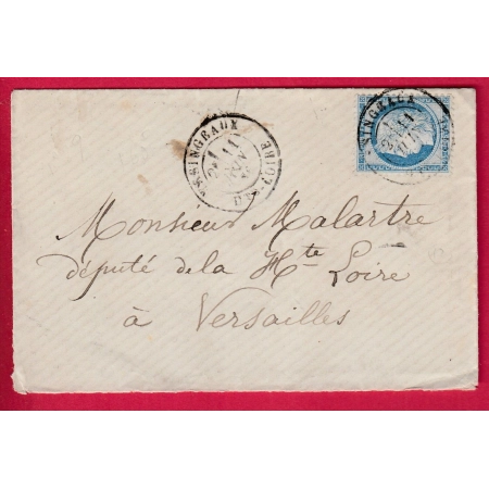 N°60 CAD TYPE 18 YSSINGEAUX HAUTE LOIRE AU DOS VERSAILLES CHAMBRE DES DEPUTES LETTRE COVER