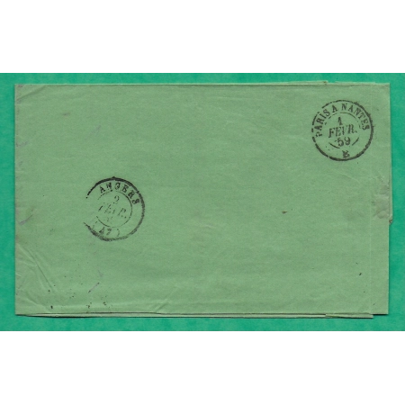 N°14 ETOILE DE PARIS BUREAU C POTHION 1521 BELLE FACTURE POUR ANGERS MAINE ET LOIRE 1859 LETTRE COVER FRANCE