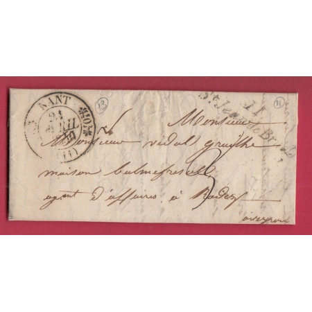 CAD TYPE 11 NANT AVEYRON + CURSIVE ST JEAN DE BRUEL 1840 POUR RODEZ INDICE 13 + 11 LETTRE COVER