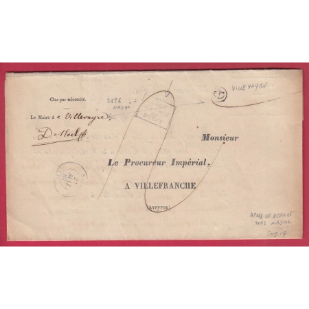 APRES LE DEPART NUMEROTE 2596 NAJAC AVEYRON BOITE RURALE G VILLEVAYRE  POUR VILLEFRANCHE DE ROUERGUE LETTRE COVER