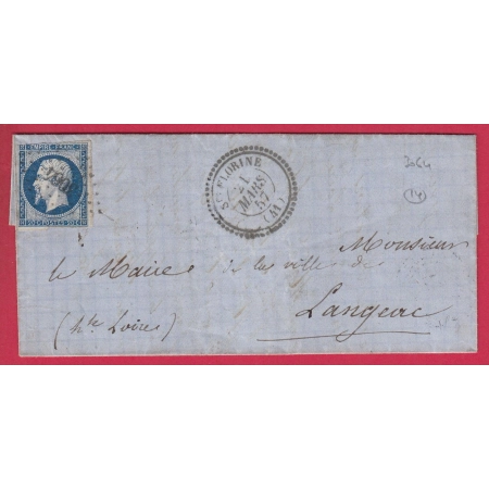 N°14 PC 3064 STE FLORINE HAUTE LOIRE CAD TYPE 22 POUR LANGEAC 1857 LETTRE COVER
